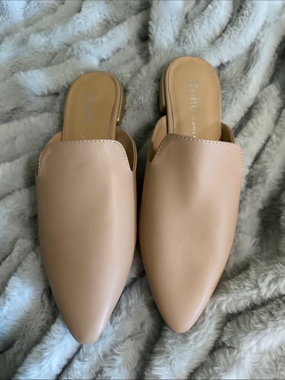 ROHB Nude Pointed Slip-On Mules